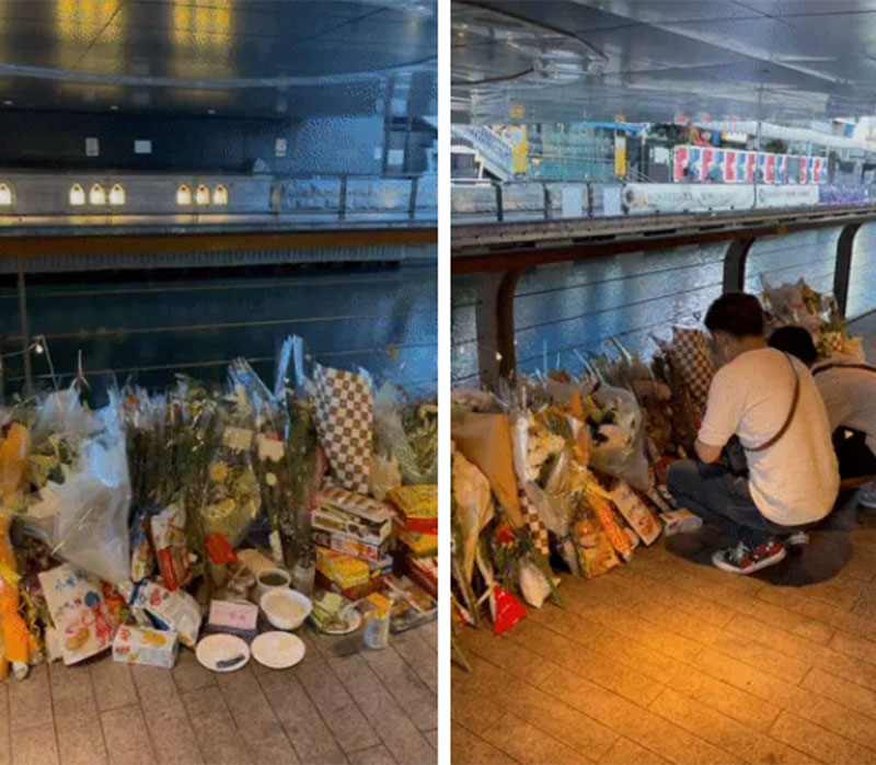 Kênh Tiktok Vợ Chồng Bà Nhân JP chia sẻ hình ảnh nhiều người đặt hoa tưởng niệm nơi nạn nhân bị giết hại.